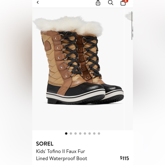 SOREL Kids' Tofino Il Faux Fur Lined Waterproof Boot - Picture 5 of 5